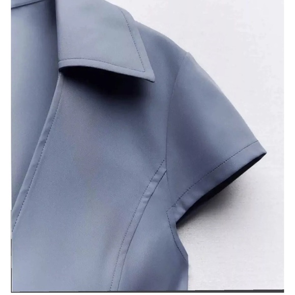 NWOT Zara Blue Pleated Mini Dress - Picture 8 of 10